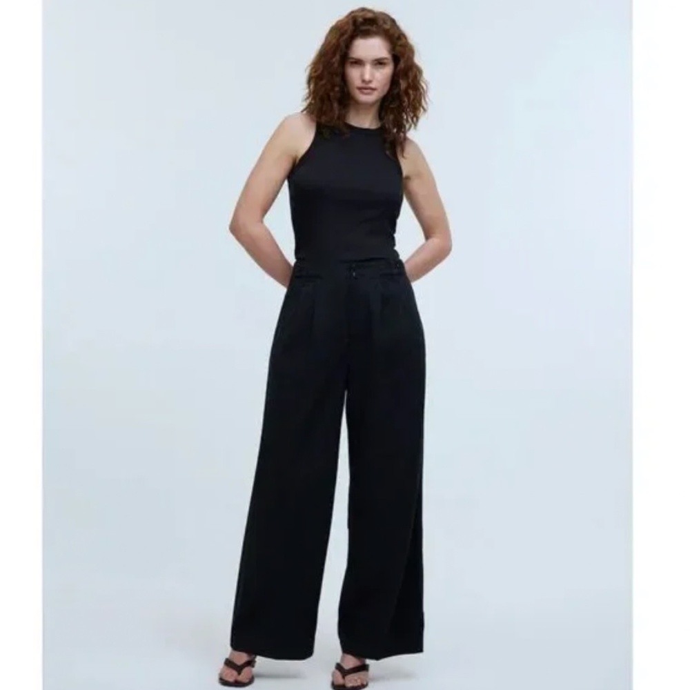 MADEWELL The Tall Harlow Wide-Leg Pant SIZE 6 TALL TRUE BLACK (Like New)